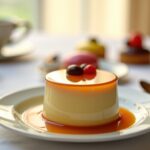 Délice gourmand : crème caramel à la vanille accompagnée de petits fours exquis