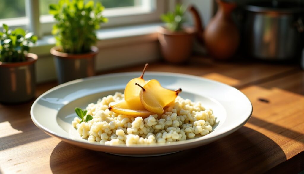 Le risotto de Wanda : gourmande alliance de gorgonzola fondant et poires sucrées