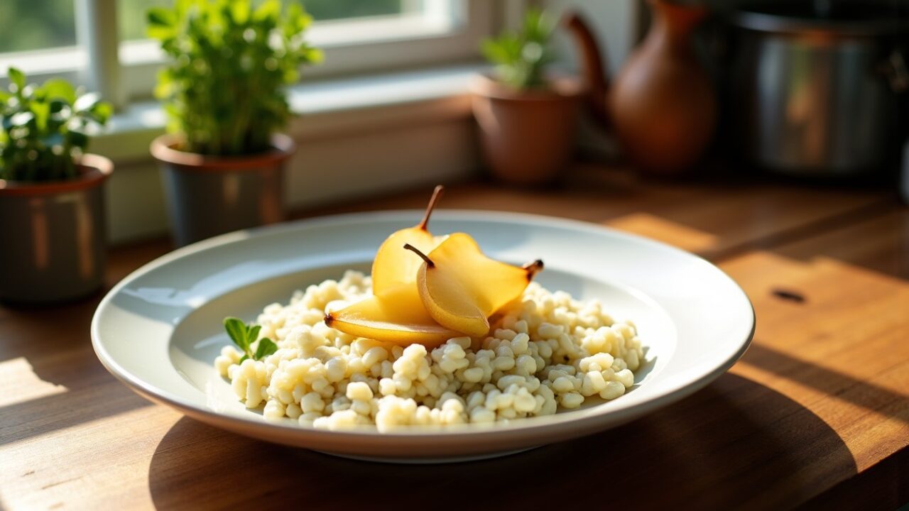 Le risotto de Wanda : gourmande alliance de gorgonzola fondant et poires sucrées